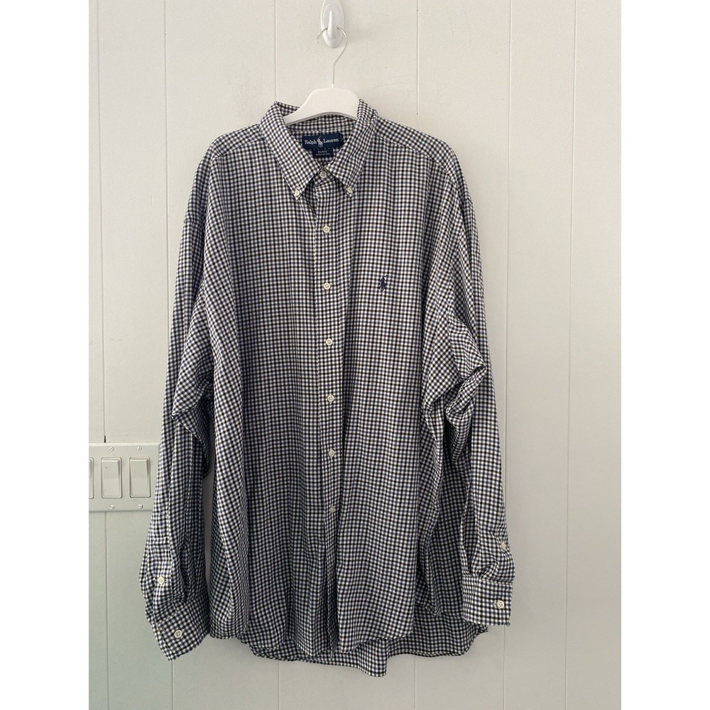 Ralph Lauren Blake CheckeredButton Down Shirt Men's XXL Blue Black Cotton